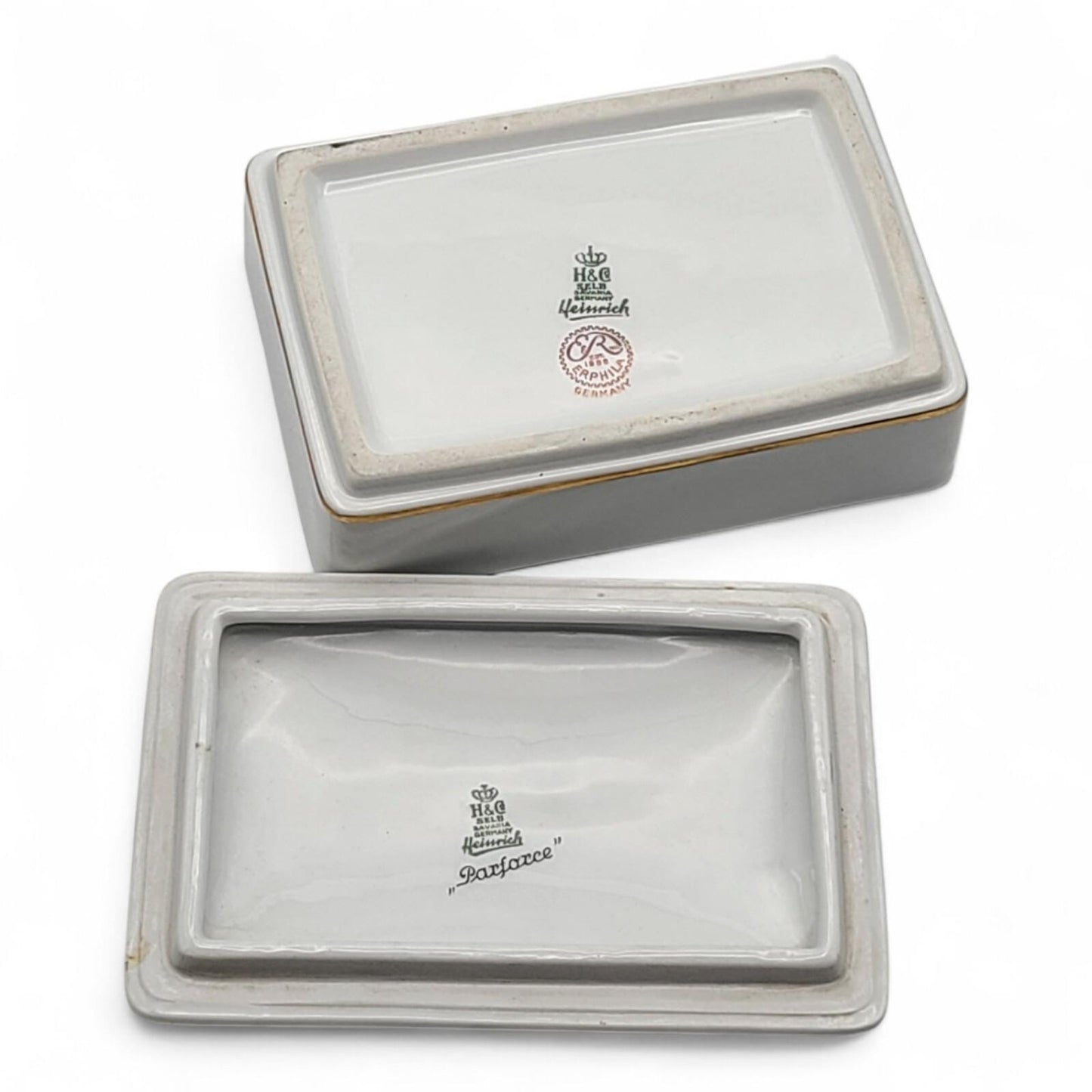 Antique Heinrich “Parforce” Porcelain Trinket Box — German Equestrian Hunt Scene