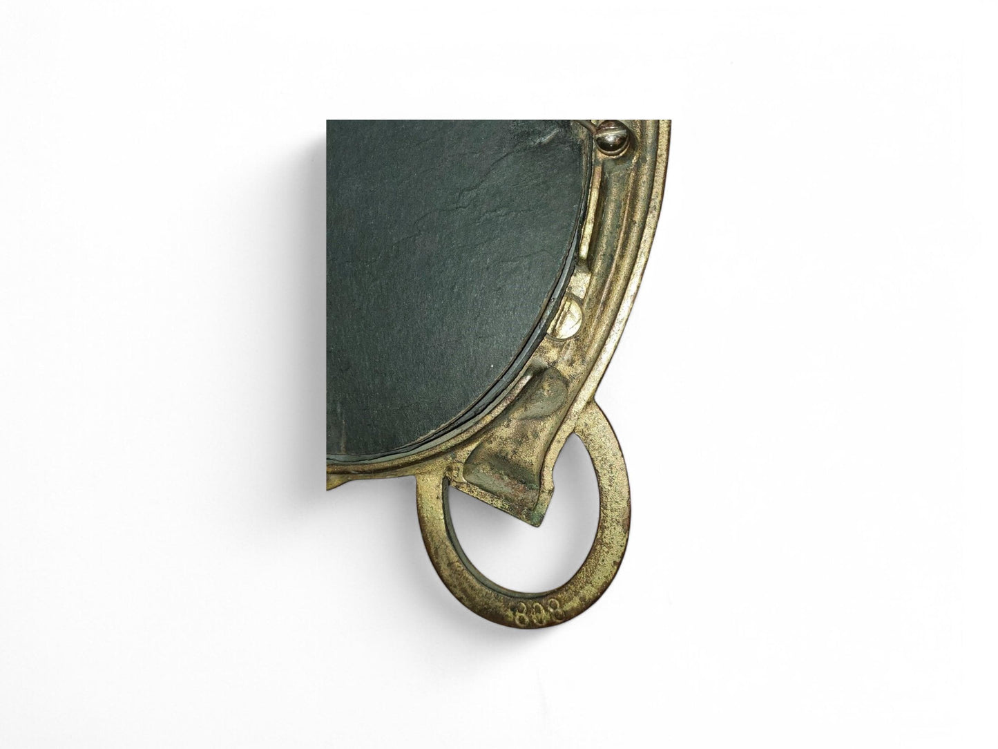 c.1900 Solid Brass Equestrian Gentleman's Shaving Mirror with Hooks