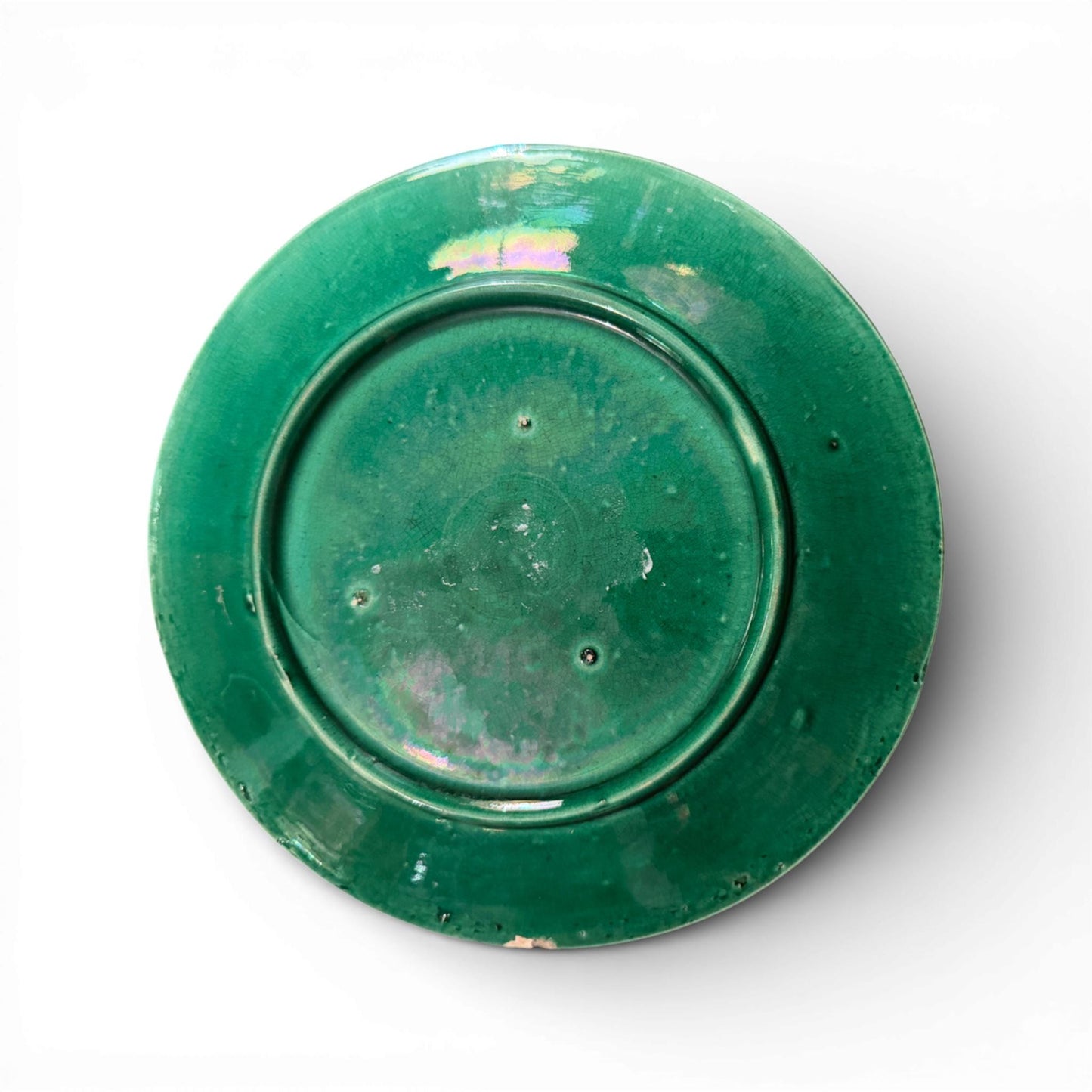 c.1870 Victorian Glazed Majolica Cabbage Leaf Plate