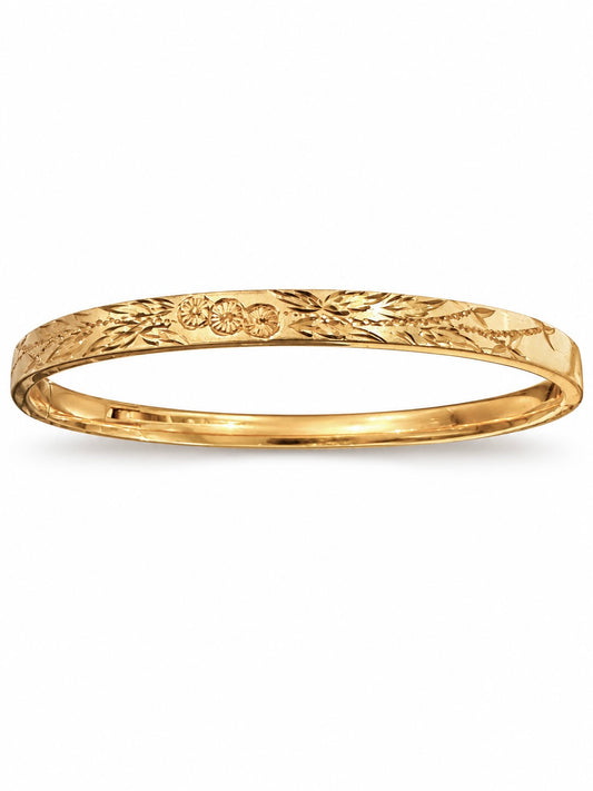 Antique Victorian Gold-Filled Engraved Floral Slide Bangle Bracelet