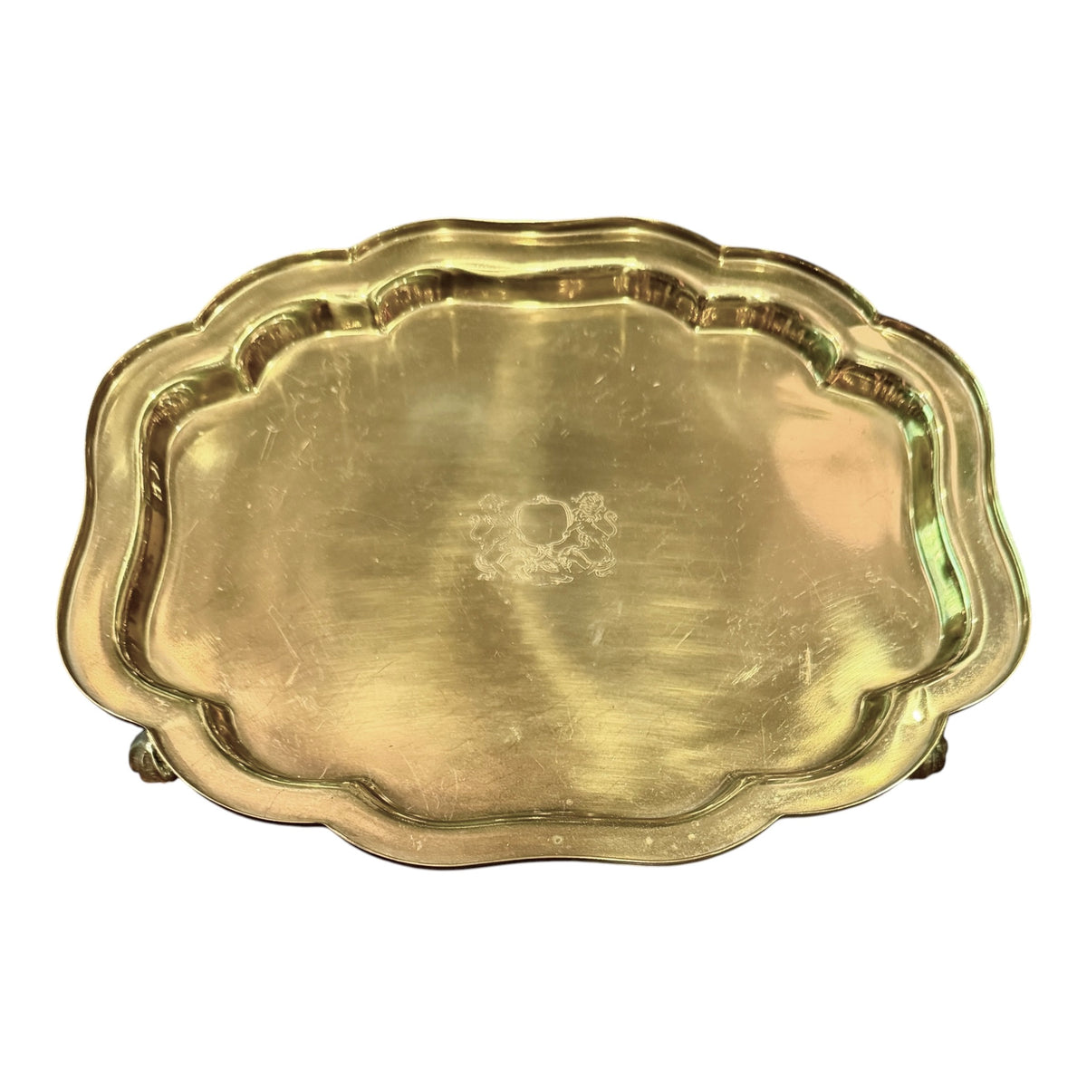 Vintage Footed Brass Tray