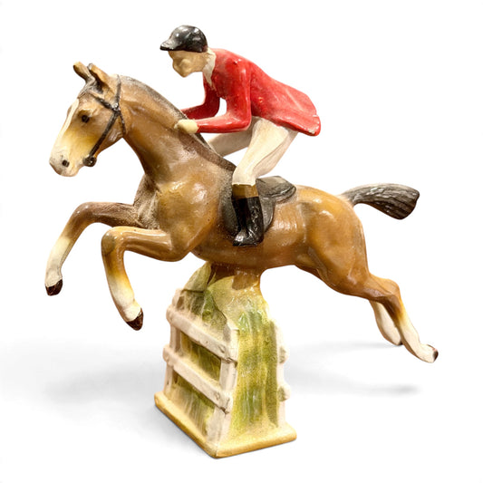 Vintage Hand-Painted Cast Metal English Equestrian Hunter Jumper Figurine