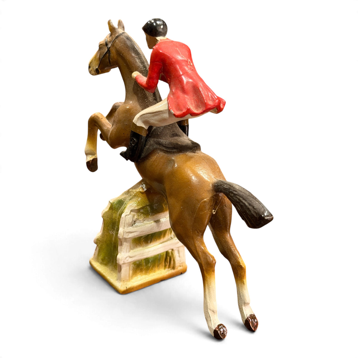 Vintage Hand-Painted Cast Metal English Equestrian Hunter Jumper Figurine