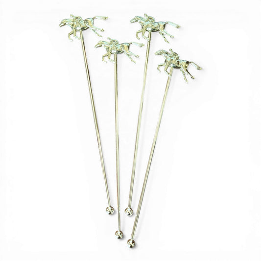 Gold Equestrian Racehorse Cocktail Stirrers – Set of 4