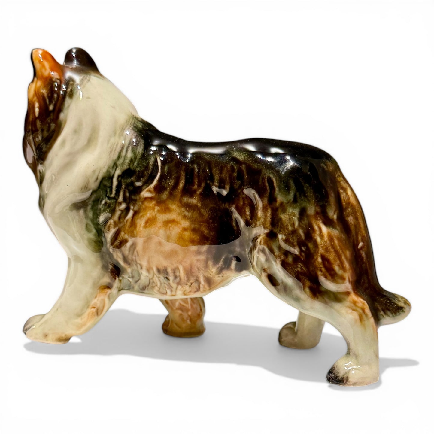 Vintage Glazed Porcelain Collie Figurine
