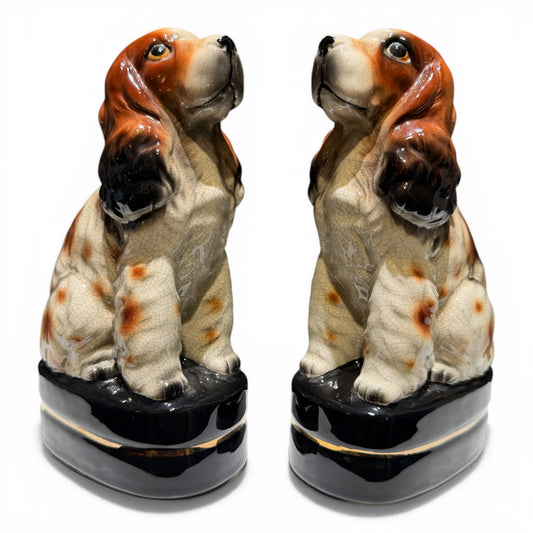 Vintage Takahashi Porcelain Spaniel Bookends