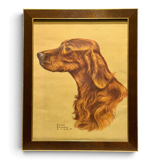 Vintage Gladys Emerson Cook Irish Setter Framed Lithograph