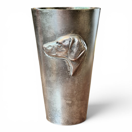 Antique German 1904 First Prize Dog Show Silver Trophy Cup with Raised Dog Head