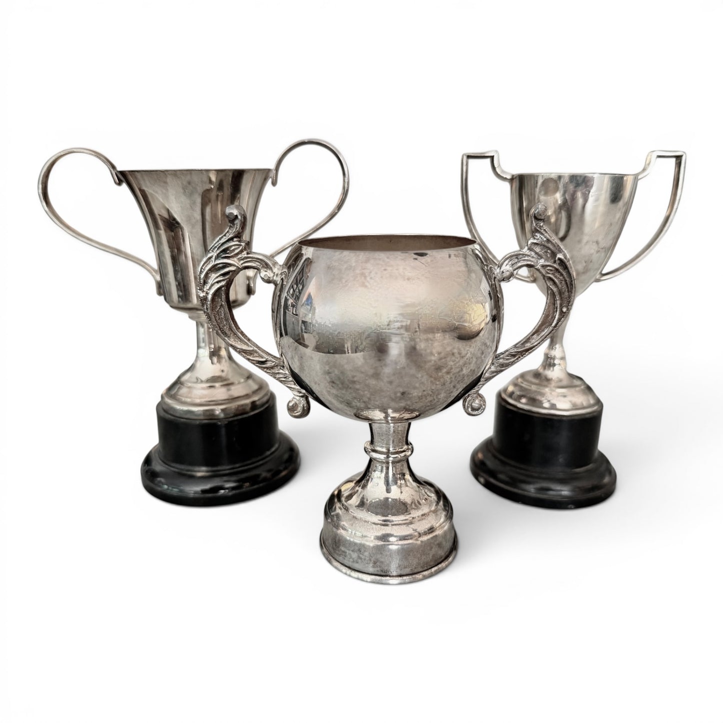 Set of 3 Antique English Silver Loving Cup Trophies