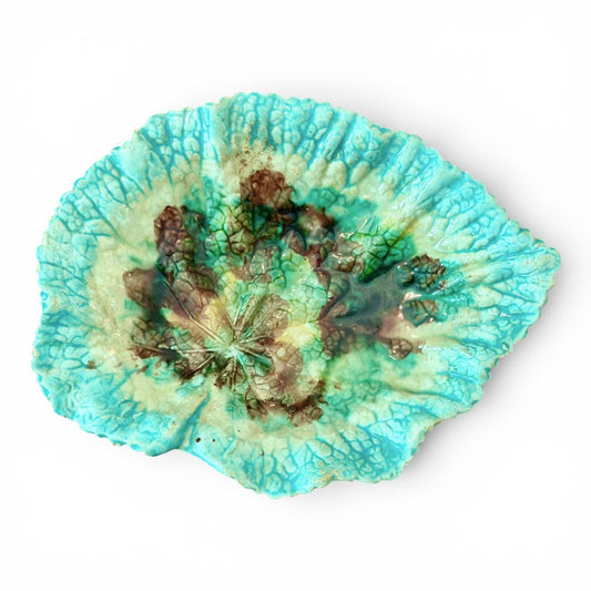 Antique Etruscan Majolica Leaf Plate