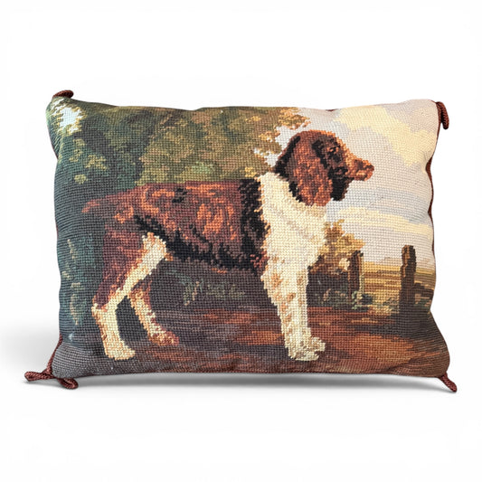 Vintage English Springer Spaniel Needlepoint Pillow