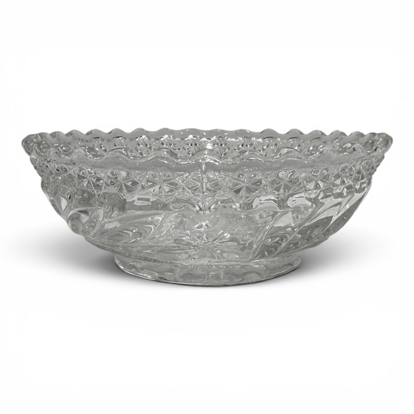 Vintage Pressed Glass Floral Scalloped Bowl Catchall
