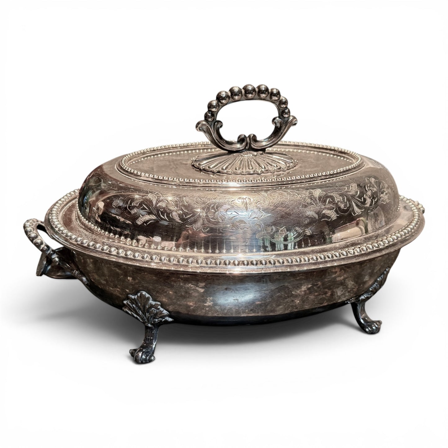 Vintage Sheridan Silver Engraved Warming Dish