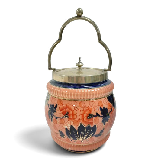 Antique Victorian Hand-Painted Biscuit Barrel c. 1891