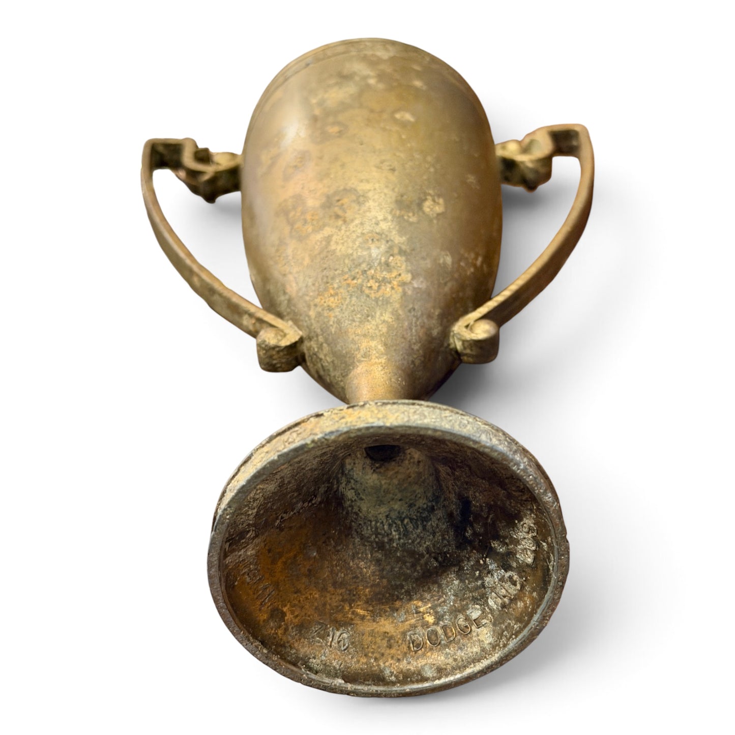 Antique Patinated Metal Loving Cup Equestrian Trophy
