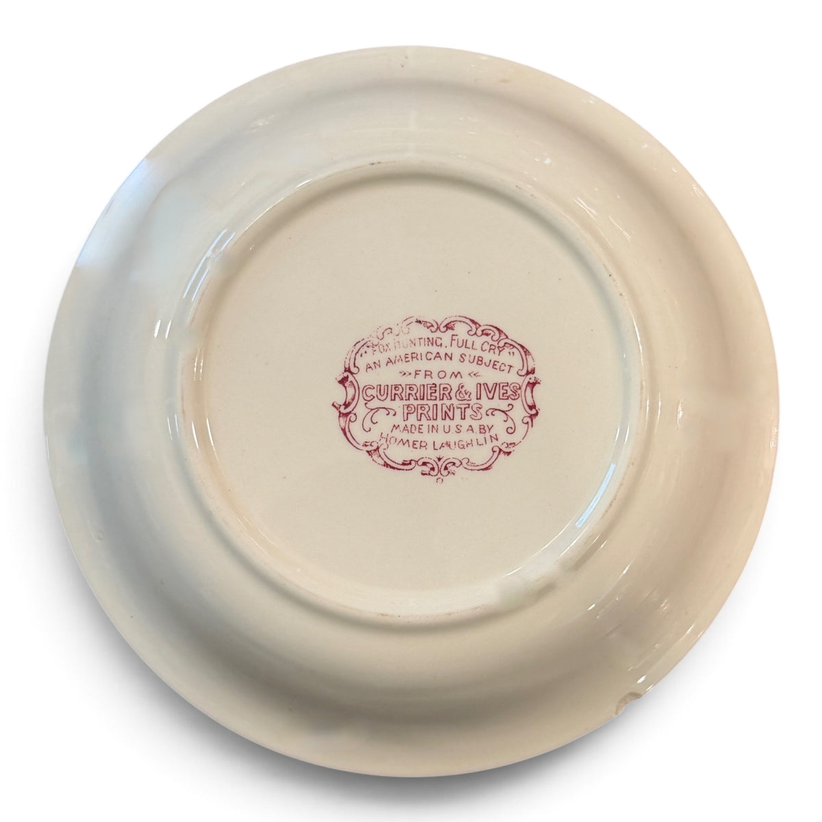 Vintage Fox Hunting “Full Cry” Red Transferware Bowl