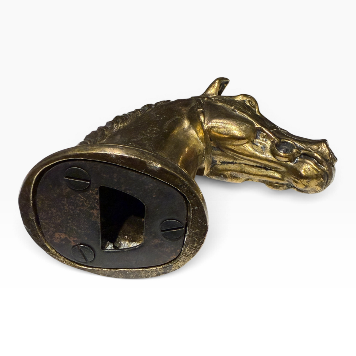 Vintage Brass Tone Metal Horse Head Sculptural Bottle Opener