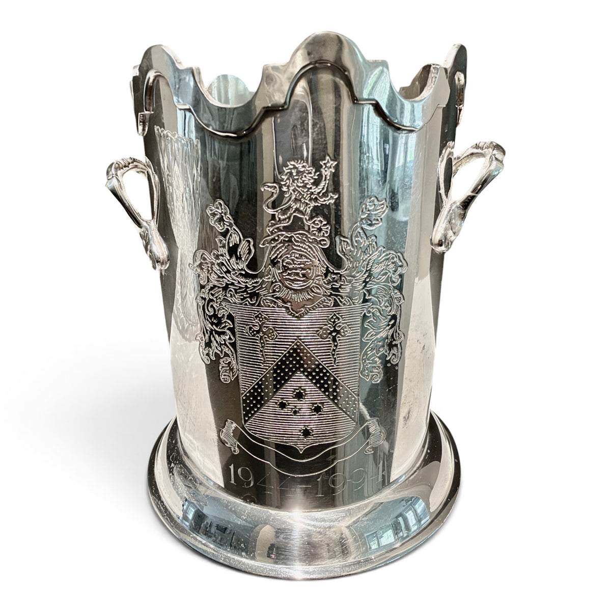 Vintage Silver Armorial Wine Bottle Holder