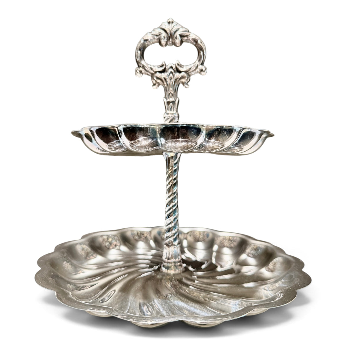 Vintage F.B. Rogers Silver Two-Tier Serving Stand