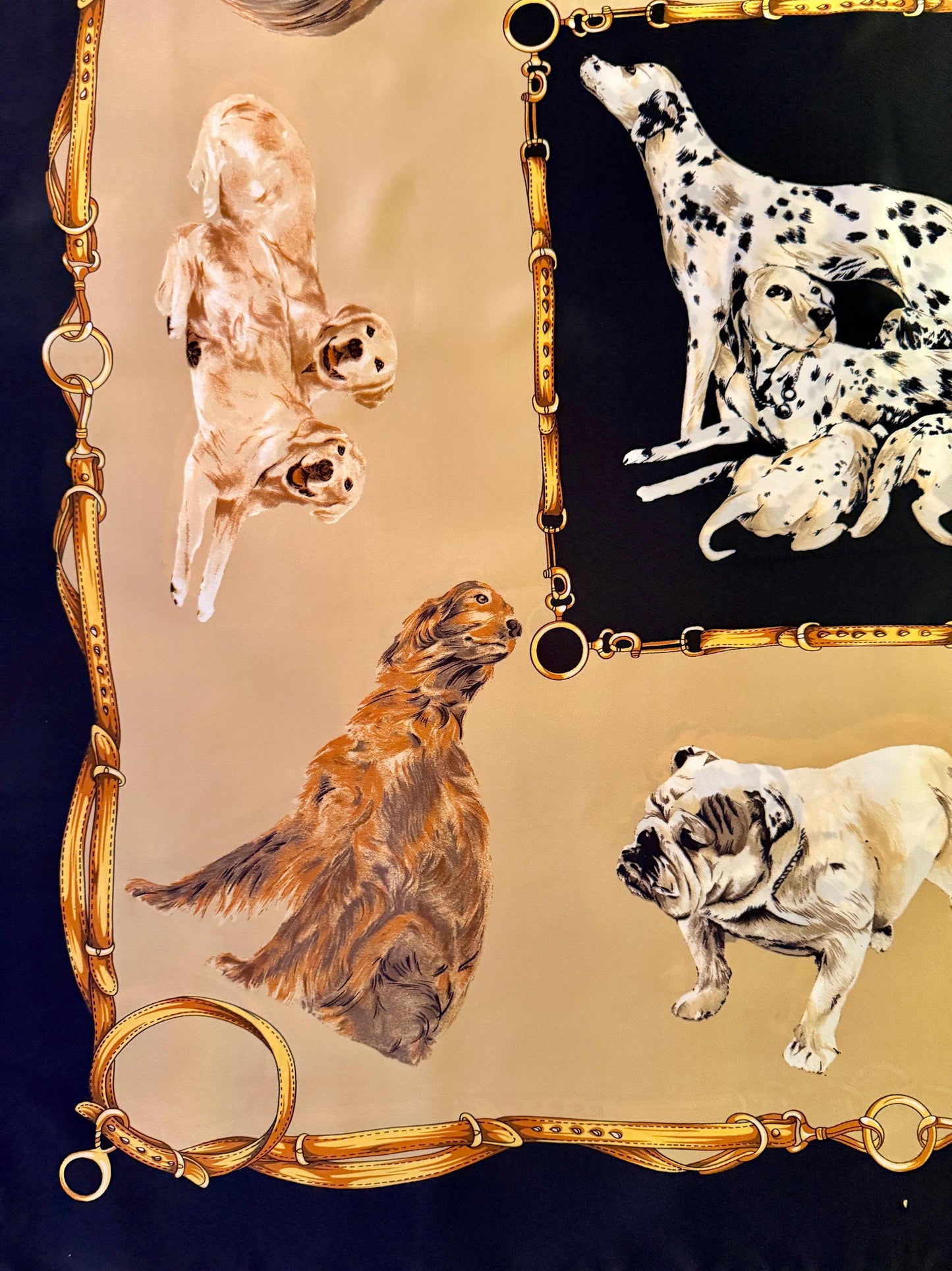 Vintage Brooks Brothers Style Sporting Dog Silk Scarf