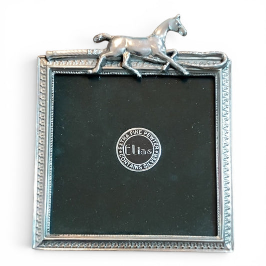 Vintage Elias Sterling Pewter Equestrian Picture Frame