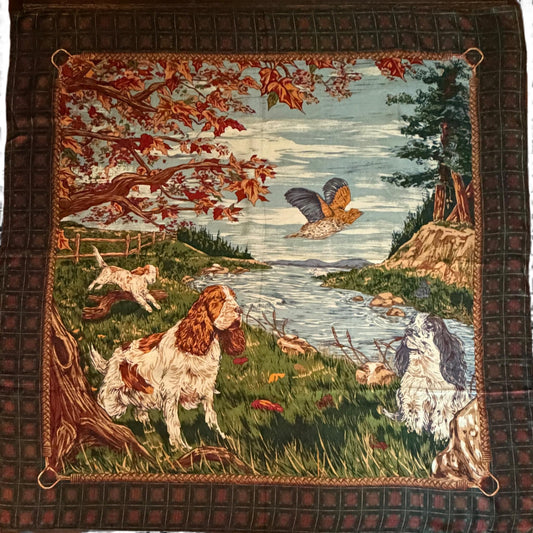 Vintage Luxury Hunting Dog Silk Scarf