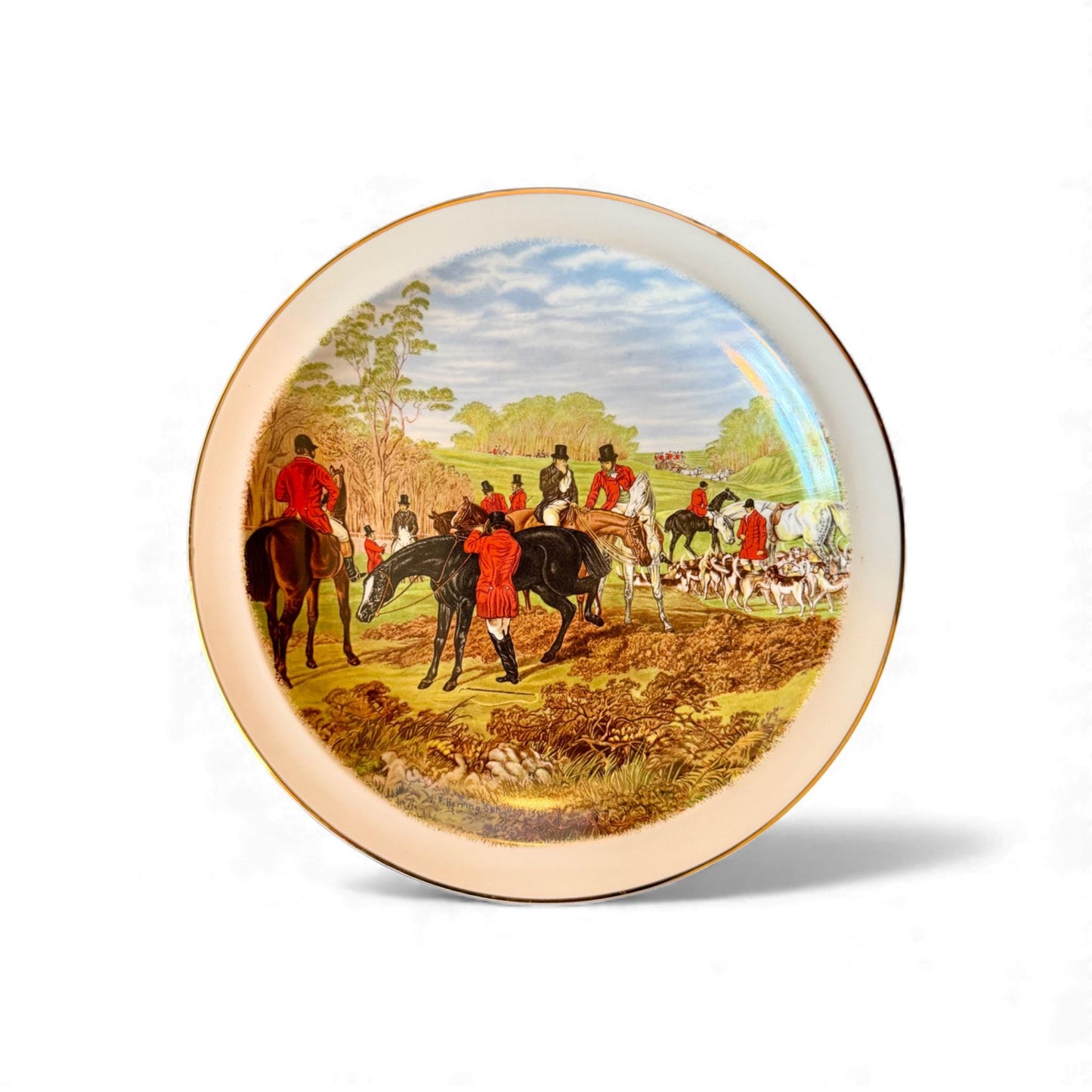 Rare Collection of 13 Vintage J.F. Herring Fox Hunting Dinner Plates