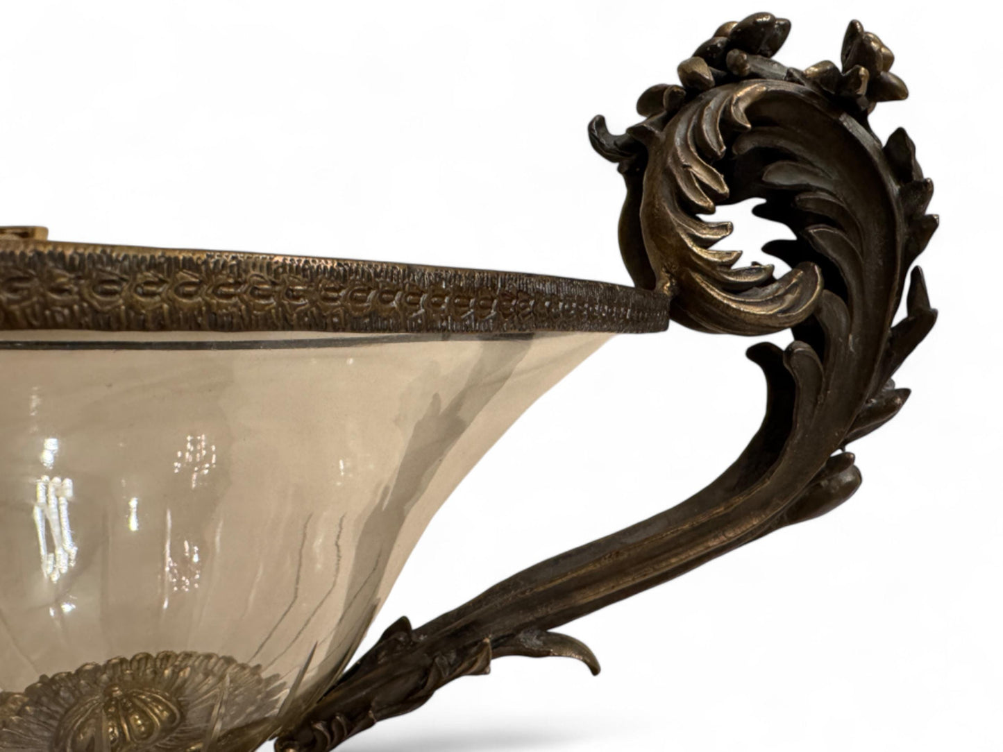 Spectacular Antique Bronze & Cut Crystal Urn Centerpiece