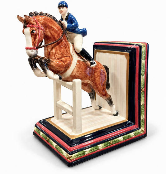 Vintage Fitz & Floyd Equestrian Show Jumper Bookend