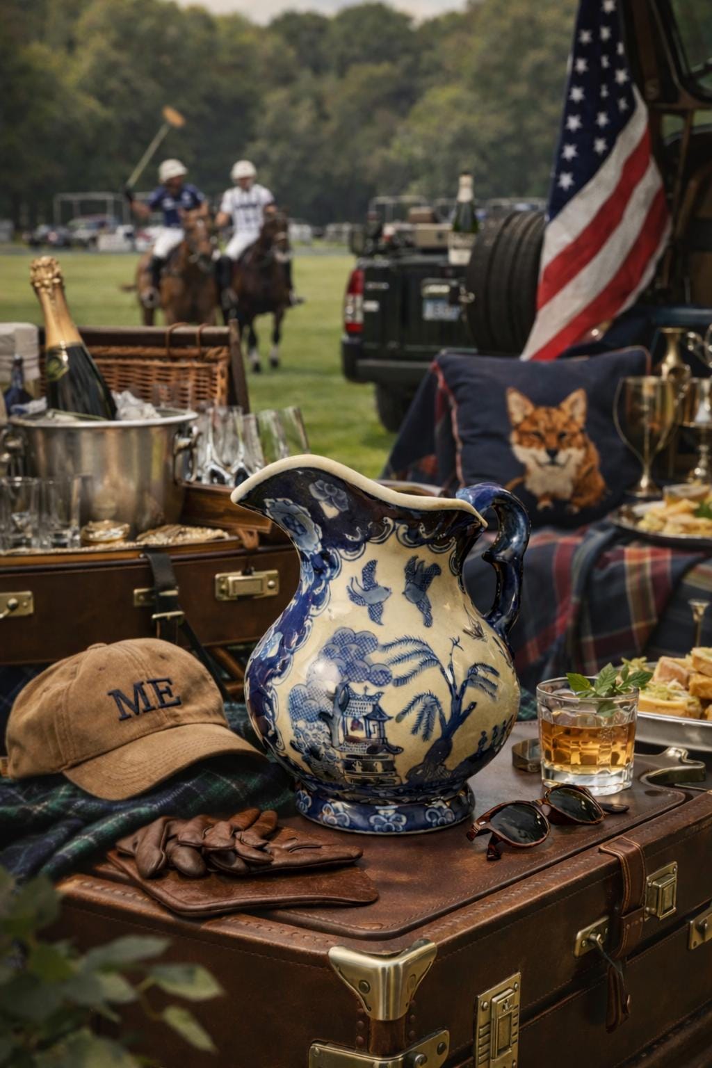Antique Blue & White Chinoiserie Ironstone Pitcher
