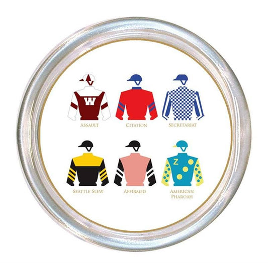 Handmade Jockey Silks Beveled Glass Coaster
