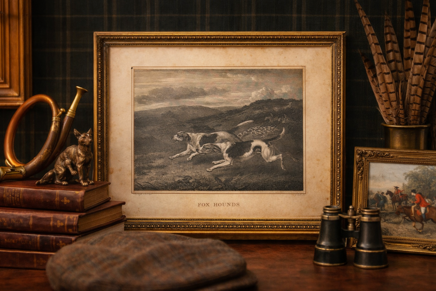 Rare 1804 foxhound hunting engraving after Philip Reinagle