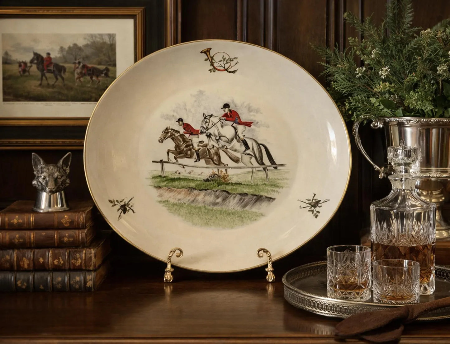 Large Vintage German Equestrian Serving Platter – Helmich Parforce