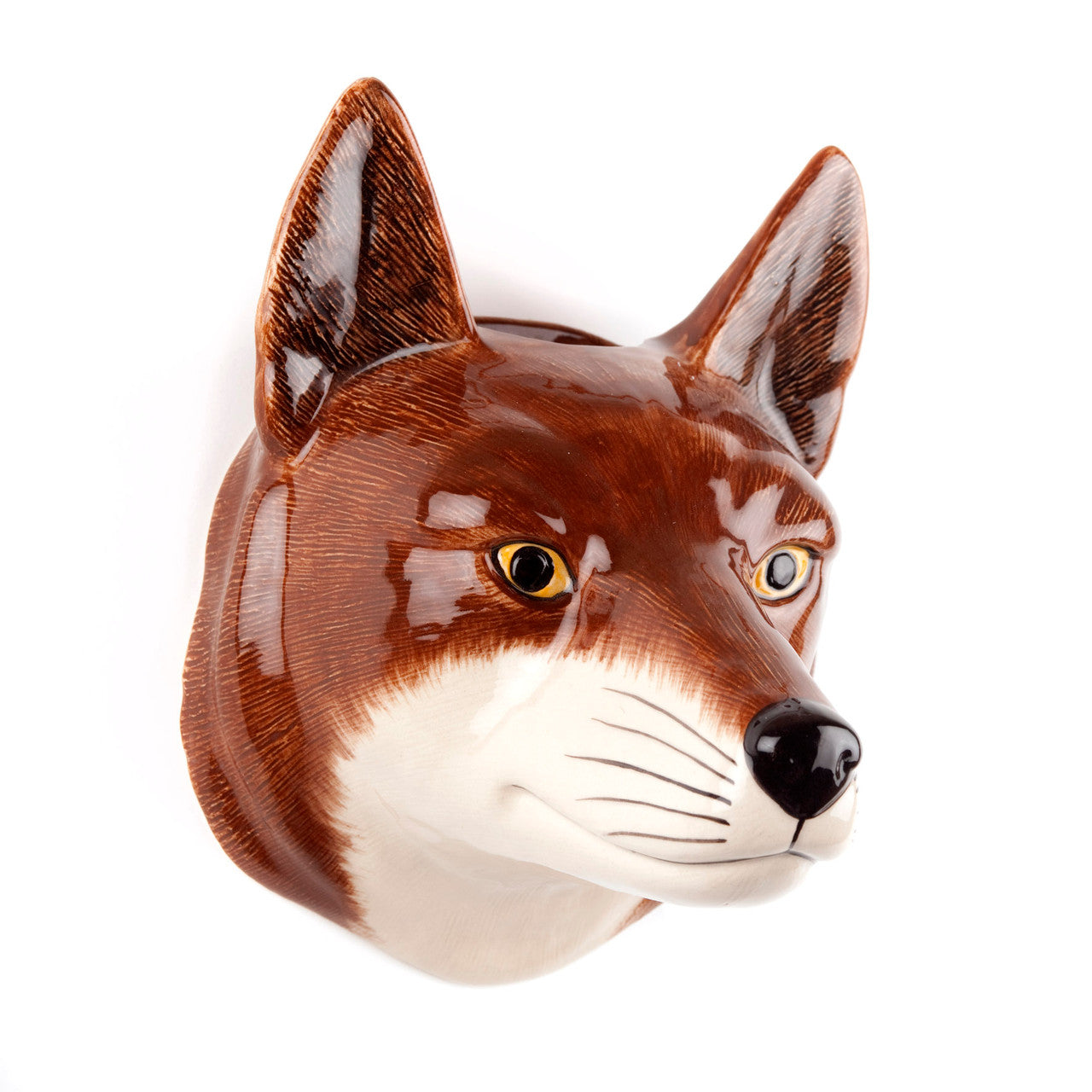 English Ceramic Fox Head Wall Mount - Handpainted