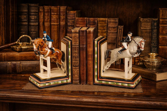 Vintage Fitz & Floyd Equestrian Jumper Bookends