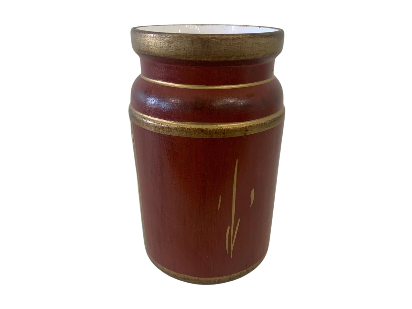 Italian Fox Hunting Ceramic Canister with Gilt Accents