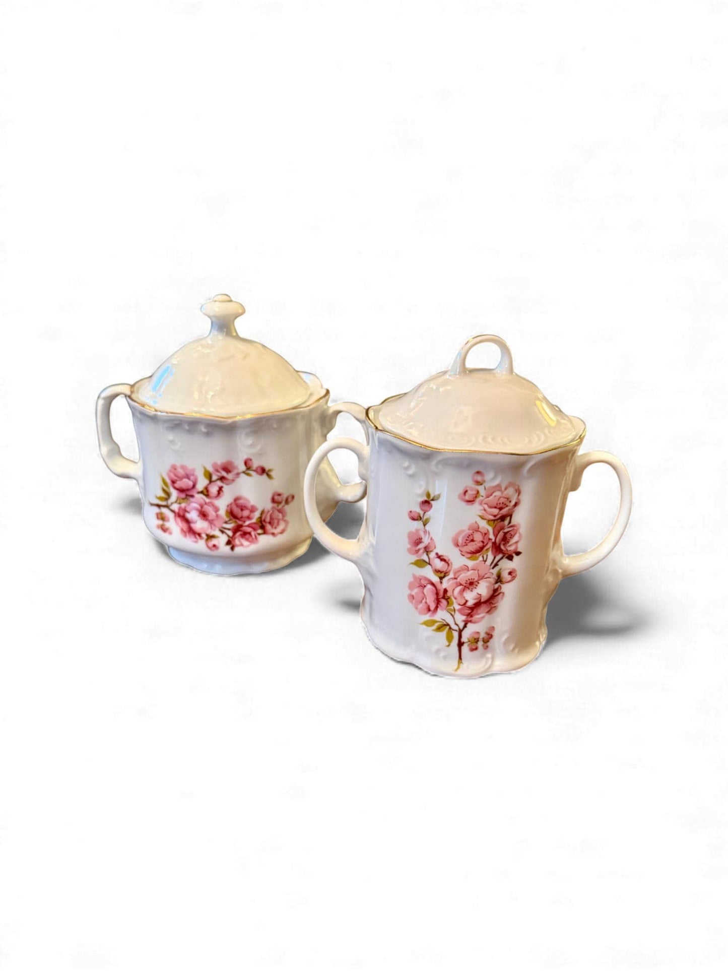 Vintage Romanian Fine Porcelain Cherry Blossom Dinnerware Set – 37 Piece Tea & Service Collection