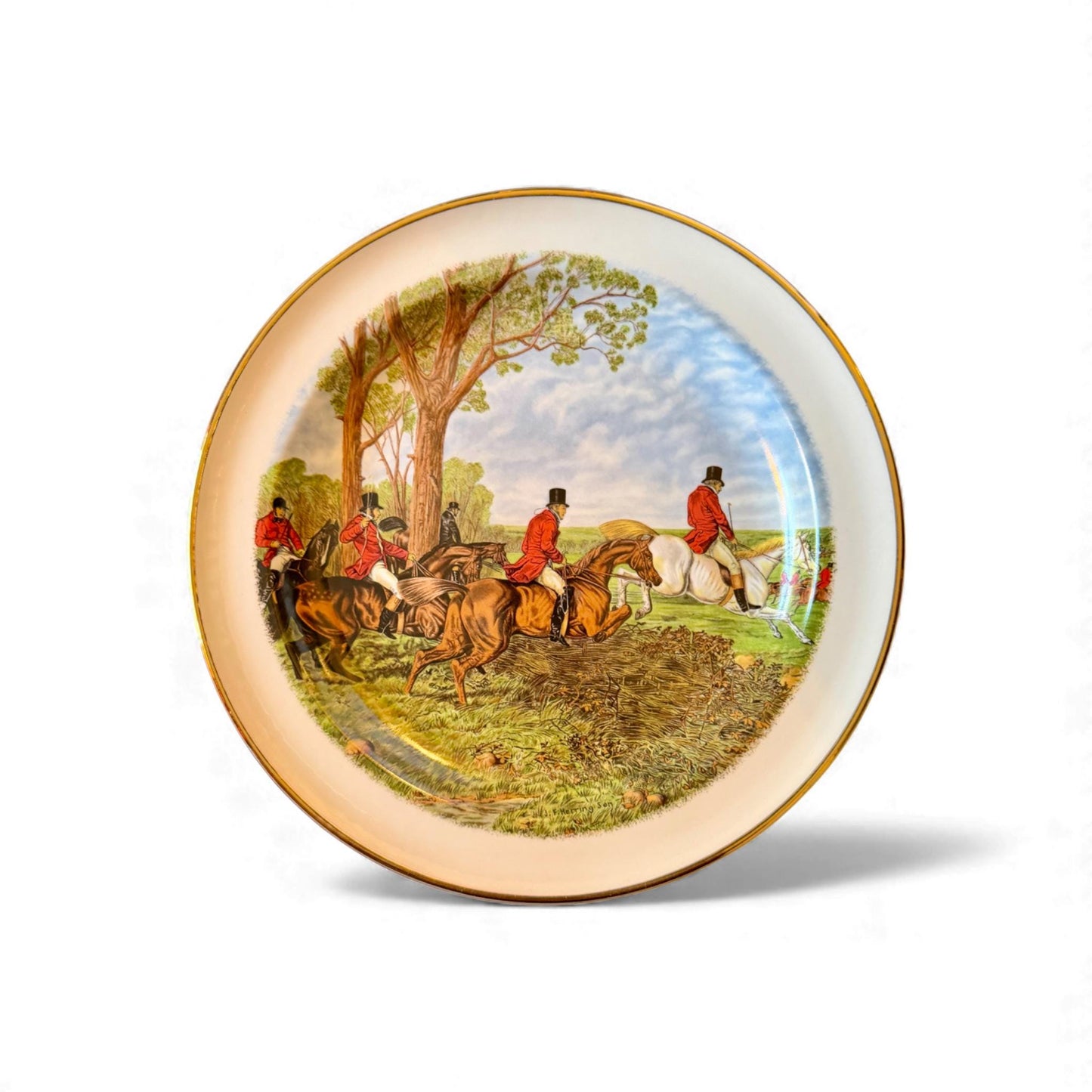 Rare Collection of 13 Vintage J.F. Herring Fox Hunting Dinner Plates