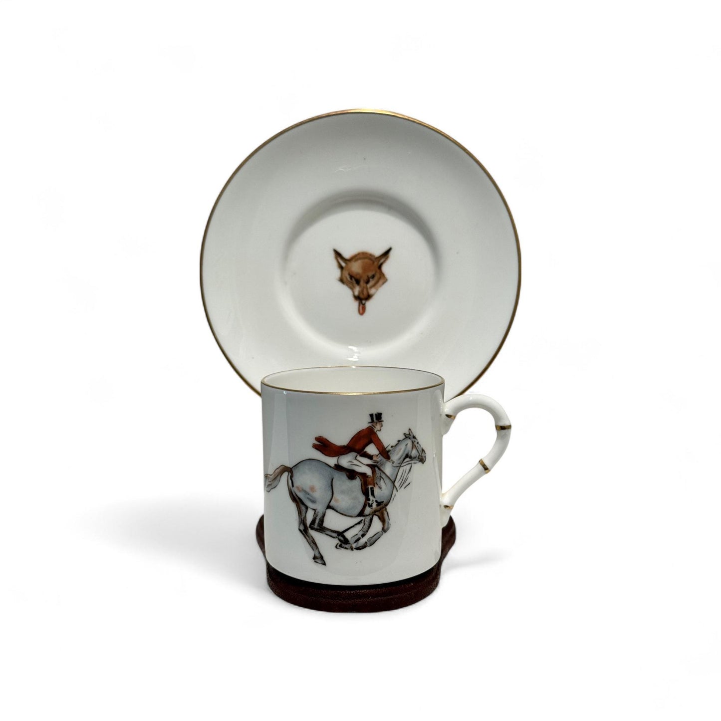 Vintage Royal Worcester Fox Hunt Plate & Demitasse Cup