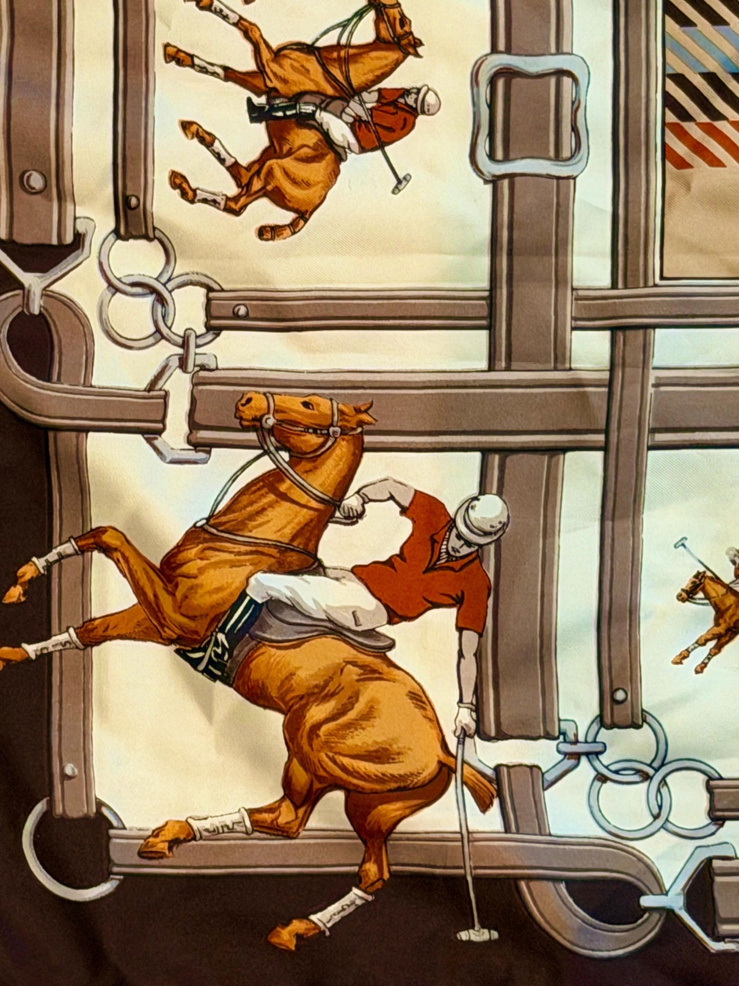 Vintage Hermès Equestrian Silk Scarf with Polo & Bridle Motif