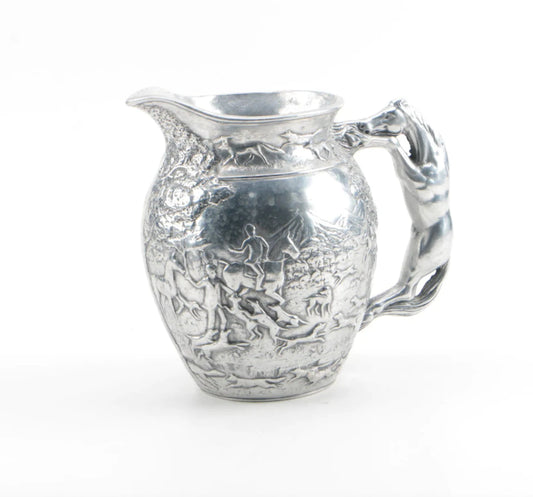 Vintage Arthur Court Pewter Equestrian Fox Hunt Pitcher