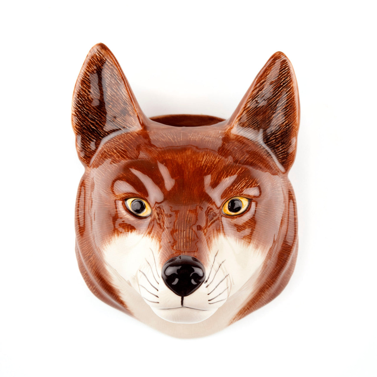 English Ceramic Fox Head Wall Mount - Handpainted