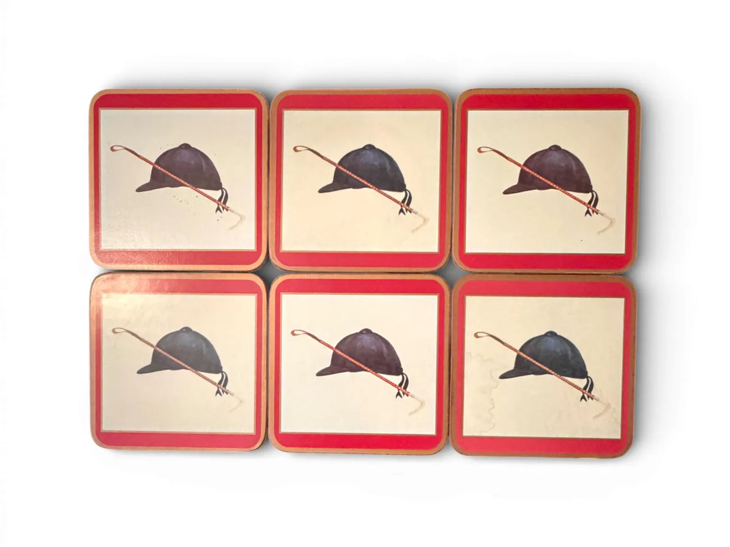 Vintage Pimpernel England Hunt Cap & Whip Coasters – Set of 6 in Original Box