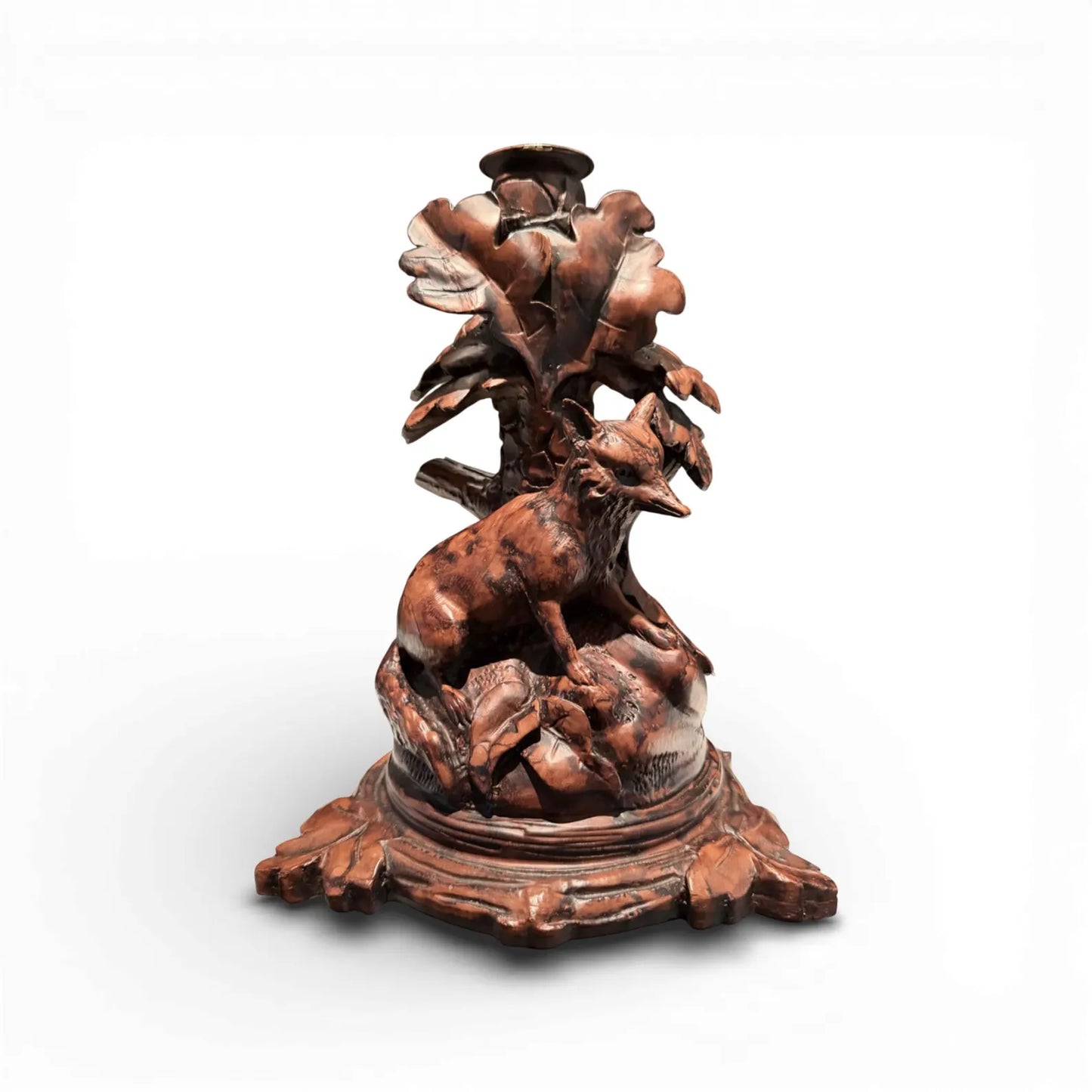 Antique Finish Black Forest Style Fox Candelabra