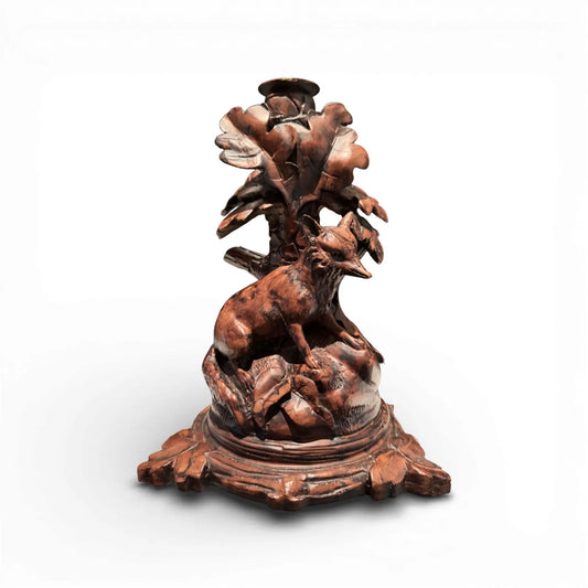 Antique Finish Black Forest Style Fox Candelabra
