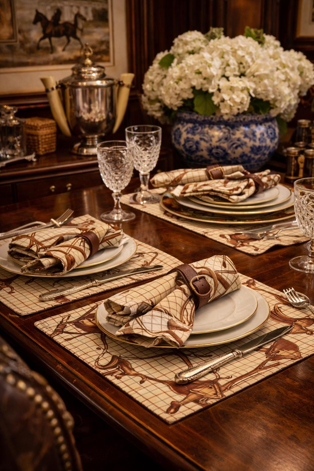 Set of Vintage Ralph Lauren Equestrian Plaid Napkins & Placemats