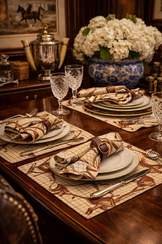 Set of Vintage Ralph Lauren Equestrian Plaid Napkins & Placemats
