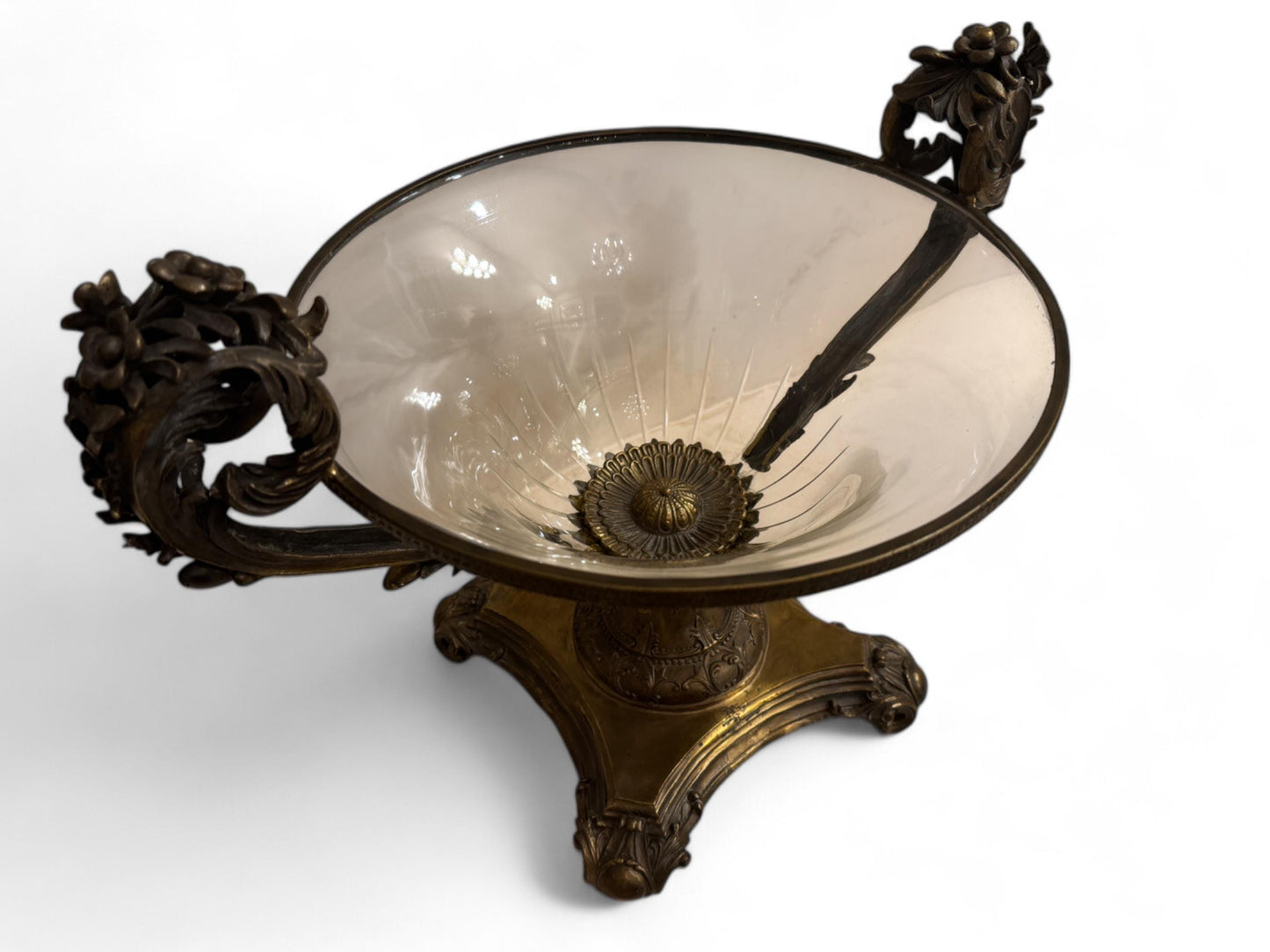 Spectacular Antique Bronze & Cut Crystal Urn Centerpiece