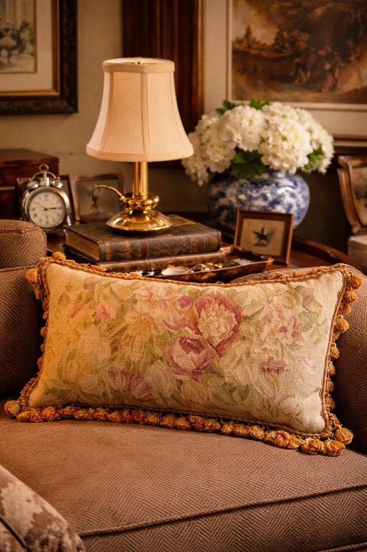 Antique French Aubusson Tapestry Pillow
