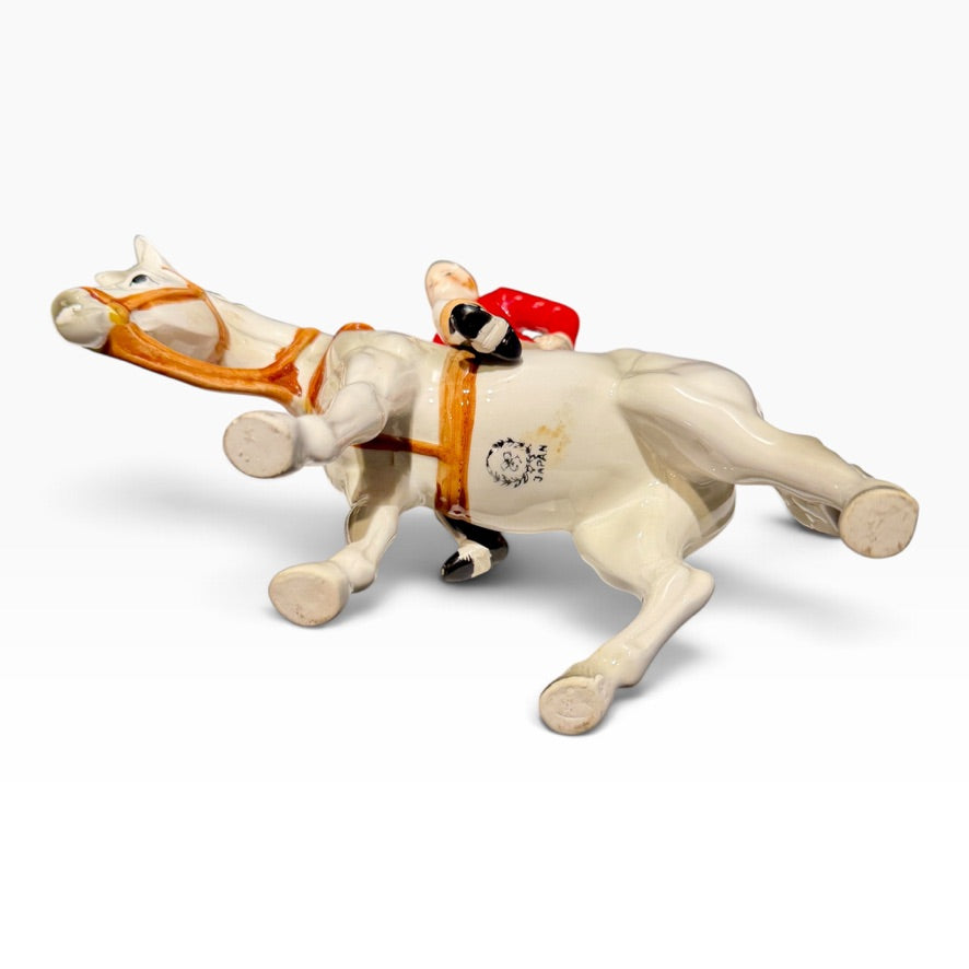 Vintage Porcelain Fox Hunting Equestrian Figurine